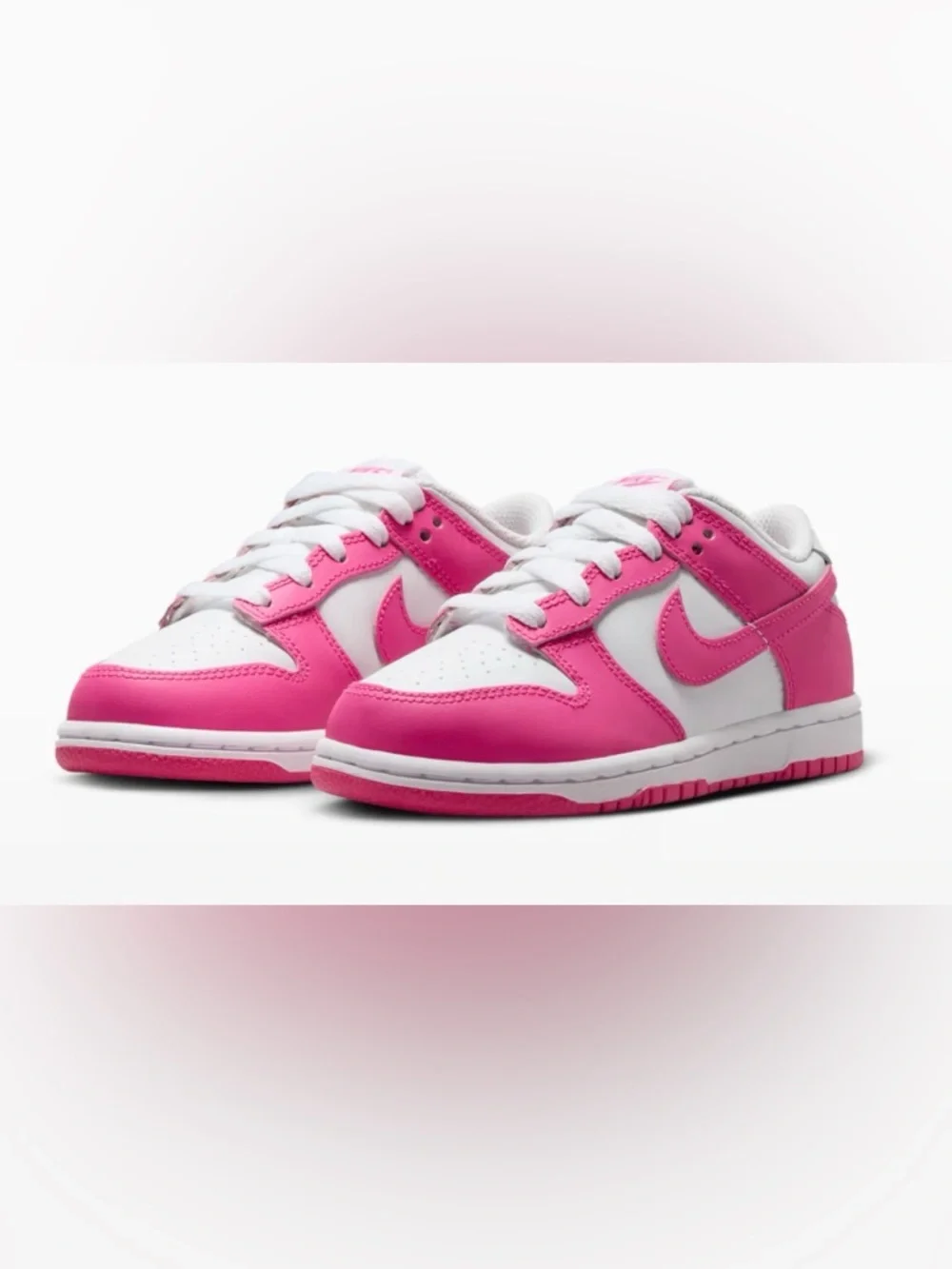 NIB [Nike] Dunk Low Top Shoes Sneakers Fuchsia Pink/White Little Kids Youth 11 C - Picture 2 of 16